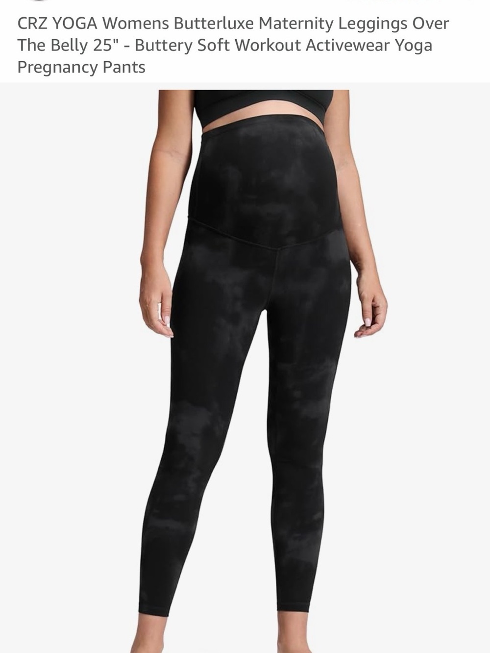 CRZ YOGA Black Camo Butterluxe Maternity Over-Belly Leggings, Size Small, NWT
